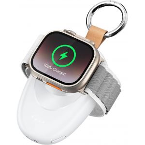 Thef-Chargeur Portable Pour Apple Watch, Banque D'alimentation 1400 Mah Pour Iwatch, Chargeur Magnétique Sans Fil Pour Apple Watch Series 9/8/7/6/5/4/3/2/Se/Se 2/Ultra/Ultra 2 ¿ Blanc - Neuf