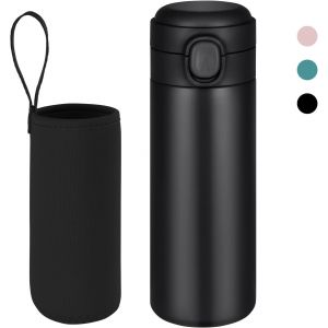 Kalanka-Gourde Isotherme, 450ml Bouteille Isotherme En Acier Inoxydable, Gourde Inox, Mug Isotherme Etanche, Bouteille D'eau Lsotherme, Bouteille Lsotherme En Acier Lnoxydable, Tasse De Voyage - Neuf