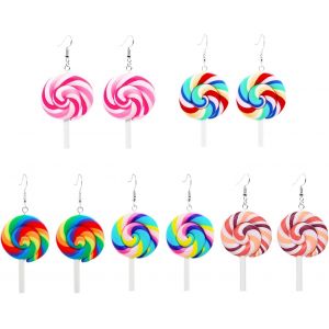 Kalhx-5 Paires De Boucles D'oreilles En Forme De Sucette,Boucles D'oreilles Créatives,Boucles D'oreilles Amusantes Mignonnes,Boucles D'oreilles De Fête. - Neuf