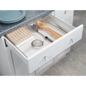 Idesign Idesign Linus Bac À Tiroir,Extra-Grand Séparateur De Tiroir Avec 4 Compartiments En Plastique,Boîte De Rangement Télescopique,Transparent - Neuf