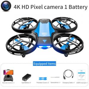 V8 Mini Drone 4k Profession Hd Caméra Grand Angle Wifi Fpv Rc Dron Hauteur Garder Hélicoptère Pliable Quadrirotor Uav Jouets Cadeau-Blue- - Neuf