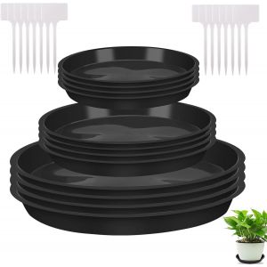 Eryi-Soucoupes Pour Plantes,12 Pcs Coupelle Pot De Fleur Soucoupe Pot Fleur Plastique Soucoupes Pots De Fleurs Pot De Fleur Rond Dessous De Verre Avec Étiquettes Pour Plantes D'intérieur Et D'extérie - Neuf