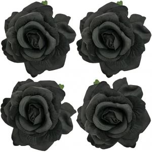 4pcs/Pack Tissu Rose Cheveux Fleurs Mexicain Pinces À Cheveux Fleurs En Épingle À Cheveux Broche Coiffure (Noir) - Neuf