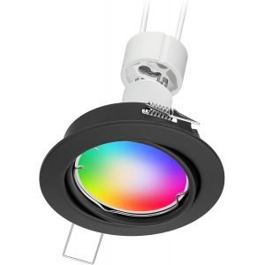 ledscom.de 5 pièces plafonnier encastré FERE cadre d'encastrement noir mat pivotant incl. Smart Home RGBW GU10 lampe LED, 5,41W, 473lm - Neuf