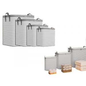 Lot De 4 Grands Sacs De Rangement Pour V&ecirc;tements Et Couvertures, Organiseur En Tissu Avec Fermeture &Eacute;clair, Solution De Rangement Pour Placard - Neuf