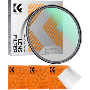 Black Diffusion Filter 1/4 67 mm and 3 Vacuum Packed Cleaning Cloths Black-Mist Cinematic Effect Filter for Digital Camera Lens (K-Series) - Neuf