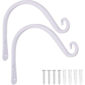 MEVRONISSHOP-Lot de 2 supports muraux en fer pour plantes suspendues (blanc, 20 cm) - Neuf