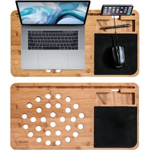 acdsgd-mikamax - Lapzer - Bureau pour Ordinateur Portable - Grand - avec Trous De Ventilation &iquest; (Couleur du Bois) - Neuf