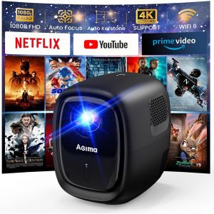 ChenQuanSarl-[Auto Focus/Apps Intégrée] Vidéoprojecteur Avec Wifi Et Bluetooth 4K 1080P Natif Rétroprojecteur Avec Apps Et Android Tv Os, Correction Auto, Haut-Parleur Stéréo, Mini Projecteur Portabl - Neuf