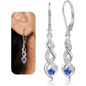 Kal-Boucles D'oreilles Femme Argent 925 Boucles D'oreilles Pendantes Élégantes Zirconium Cubique Hypoallergéniques - Cadeau Fête Des Mères, St-Valentin, Anniversaire - Neuf