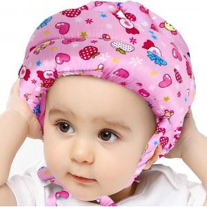 Mdy-Casque Bébé Infant Head Protector Toddler Chapeau De Protection Casque De Sécurité Réglable En Coton (Rose) - Neuf