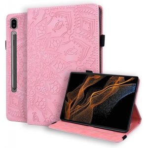 Coque Pour Samsung Galaxy Tab S8 Ultra 14,6 Pouces 2022 &Eacute;tui Cuir Pu Housse De Protection Flip Portefeuille Cover Multi-Angles Avec Support Pour Galaxy Tab S8 Ultra Tablette, Rose - Neuf