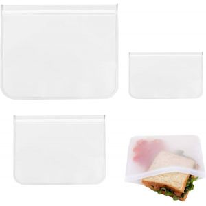 LETNERNY-Lot De 3 Sac Congelation,Sacs En Silicone Réutilisables,Sac Congelation Stand Up,Sacs De Rangement Peva,Sachets De Conservation Pour Sandwichs,Pour Conserver Les Légumes,Lait,Snacks,Viande - Neuf