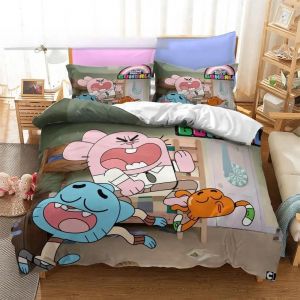 Parure De Lit Imprimee En 3d Gumball, Motif Anime, Housse De Couette Darwin Anais, King, Queen, Full, Twin, Pour Chambre À Coucher, Textile De Maison - Neuf
