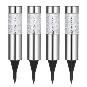 Lot De 4 Lampes Solaires Mosa&iuml;ques &Agrave; Planter Dans Le Jardin, Pour All&eacute;e Et Terrasse. - Neuf