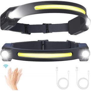 Lampe Frontale Rechargeable Led 2pcs Lampe Torche Frontale Avec 6 Modes D&eacute;tecteur De Mouvement 260 Degr&eacute;s &Eacute;tanche Ipx4 Usb C Pour P&ecirc;che,Camping,Randonn&eacute;e - Neuf