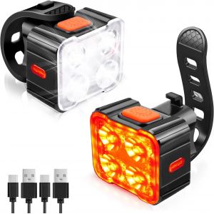 Lumiere Velo Avant Et Arriere,Lampe V&eacute;lo Led,&Eacute;tanches Ipx6,Lampe Velo Ultra Slim Usb Rechargeable,Ensemble D'&eacute;clairage De V&eacute;lo Pour Cyclysme Vtt,Vtc,Bicyclette,Conduite De Nuit.[R10] - Neuf