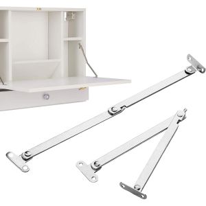 Lot de 2 supports de clapet, charni&egrave;res pliantes avec blocage, ferrure &agrave; rabat, support de clapet avec syst&egrave;me de blocage pour meubles, porte, porte d'armoire - Neuf
