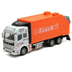 Mini 1/48 Garbage Truck Model With Trash Can Kids Children Toys Birthday Gift-Orange - Neuf