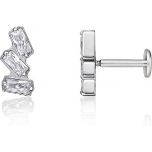 Kal-18g Titane Piercing Tragus, 2pcs Piercing Labret Lèvre Bouche Avec Cz Opale, Filetage Intérieur Piercing Oreille Cartilage, Piercing Helix Pour Nombril Langue Sourcil Septum Nez Oreille - Neuf