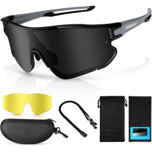 Lunette De Cyclisme Polaris&eacute;es, Lunettes De Soleil De Sport Uv 400 Avec Rempla&ccedil;ables Vision Nocturne Verres Pour V&eacute;lo, P&ecirc;che, Course &Agrave; Pied, Homme Femme Et Jeunes[Z382] - Neuf