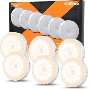 Cmwx-Lot De 6 Veilleuses Avec Détecteur De Mouvement,Lampe Led Rechargeable Usb À 3 Modes Éclairage,Lumiere Detecteur De Mouvement Interieur Pour Éclairage D'escalier, Couloir,Chambre, Cuisine,Jaune - Neuf