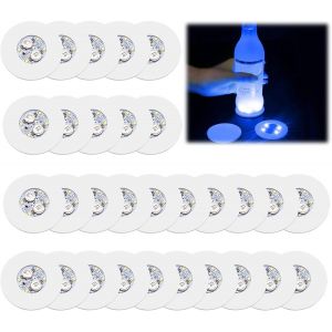Mevronisshop-Lot De 30 Dessous De Verre Lumineux &Agrave; Led Multicolores Ronds - Neuf