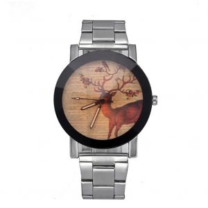 Femmes Mignon Mod&egrave;le Analogique Affichage Simple Pochoir Bracelet Quartz Mouvement Montre-Bracelet (Cerf) - Neuf