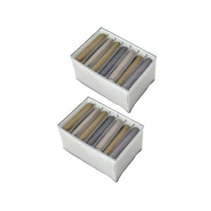 Lot de 2 grands organisateurs de v&ecirc;tements pour armoire avec 7 compartiments de rangement - Neuf
