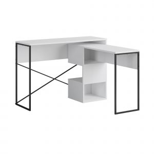 Bureau modulable en bois "Badau" - 110 x 102 x 77 cm - Blanc - Neuf