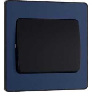BG Electrical PCDDB12WB Interrupteur mural simple,large à bascule,2 voies,plaque avant sans vis,bords arrondis,Evolve,bleu mat,20 A,16 AX,PCDDB12WB - Neuf
