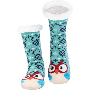 (Chouette), Les Femmes De Noël Chaussons Chaussettes Avec Doublure En Molleton Doux Non-Glissement De La Neige Des Cerfs Chaleureuse Et Agréable Floue Doublée De Molleton Chausson Hiver Garnitures - Neuf