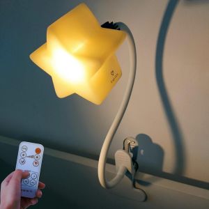 Kalanka-Ergojojo Veilleuse B&eacute;b&eacute; &Eacute;toile &Agrave; Clip, Lumi&egrave;re Chaude Graduable, Avec 6 Niveaux De Luminosit&eacute; Veilleuse Enfant Allaitement - Lampe Lecture, Lampe Bureau, Veilleuse Led D&eacute;co P&eacute;pini&egrave;re, Cadeau - Neuf