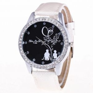 Zhoulianfa Ing&eacute;nieux Hommes Femmes Incrustation Strass Cristal Bracelet Montre (Blanc) - Neuf