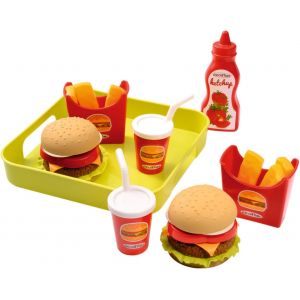 ERYI-Jouets ¿ 957 - Plateau Hamburger 100 % Chef ¿ Imitations D'Aliments Pour Enfants ¿ Dès 18 Mois ¿ Fabriqué En France, Noir - Neuf