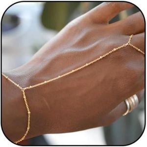 Eryi-Bracelet Chaîne De Main En Or, Bracelet Pour Femme, Chaîne De Main En Or Avec Anneau, Bracelet De Manchette, Bijoux À La Main, Bracelets Assortis - Neuf