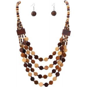 Kal-Mialkoo Chunky Bois Collier Pour Les Femmes &Agrave; Long R&eacute;tro Stratifi&eacute; Collier Choker D&eacute;claration Brune Jewerly - Neuf