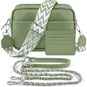 RFCBC-Sac Bandoulière Femme cuir,Avec 2 Sangle Réglable et Amovible et porte-cartes,Sac à main femmes petit - Avec 3 compartiments - Neuf