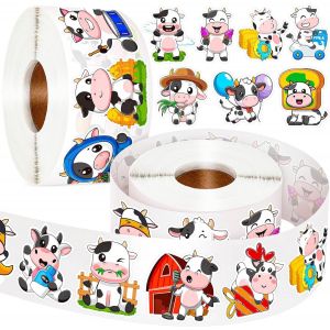 Autocollants Animaux En Rouleau, 1000pcs, Vache, Récompense Animal, Stickers D'animal De Ferme, Gommettes Animaux, Rouleau, Gommettes Enfants - Neuf