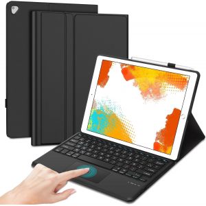 Étui Clavier Avec Trackpad Pour Ipad Pro 12.9"" 2017/2015 (1ère/2ème Génération), Azerty Clavier Bluetooth Amovible Avec Pavé Tactile Pour Ipad Pro 12.9"" 2017/2015, Noir - Neuf