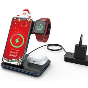 Cmjaagur-Chargeur Induction,Chargeur 3 En 1 Fil Compatible 18w Universel Charge Induction Rapide Pour Iphone 14/13/12/11 Apple Watch/Airpods Samsung[M1497] - Neuf