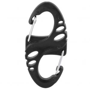Porte-Cles Mousqueton En Forme De 8 Pour Camping, Escalade, Survie, Randonnee (Noir, Taille L) - Neuf