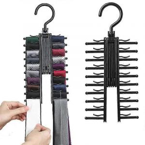 Cintre de cravate rotatif à 360 degrés Organisateur de ceinture de placard pour hommes Support de rangement de cravate réglable Cintres d'organisateur d'armoire de ménage - Neuf