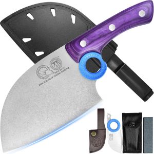 Authentic Since 1986,Couteau De Boucher Serbe Avec &Eacute;tui,Couteau De Cuisine De Chef &Agrave; L&eacute;gumes,Manche En Bois Avec &Eacute;tui,Pour Camping Ext&eacute;rieur - Neuf