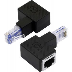Adaptateur Ethernet Cat5E/Cat6 Rj45¿Pack De 2 Adaptateur Ethernet Rj45/8P8C Mâle À Femelle À Angle Droit À 90 Degrés Prenant En Charge Cat6/Cat5E (Bas) - Neuf