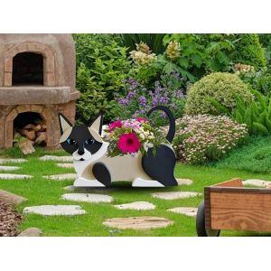 Pot de fleurs en PVC multicolore pour plantes d'int&eacute;rieur et d'ext&eacute;rieur, 24,5 x 13,5 x 18,5 cm, avec trous de drainage. - Neuf