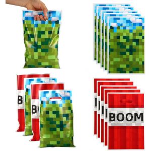 Mevronisshop-30pcs Sacs Cadeaux Th&egrave;me Pixel, Pixel Vert & Rouge Sacs Cadeaux Avec Poign&eacute;es Pour Bonbons Snacks Fournitures F&ecirc;te Th&egrave;me Jeu Pour Enfants Gar&ccedil;ons Filles - Neuf