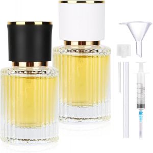 Lot de 2 vaporisateurs de parfum rechargeables-30 ml-Rond-Pour les déplacements-Avec accessoires pratiques-Pour le parfum,les voyages,les cosmétiques (30 ml) - Neuf