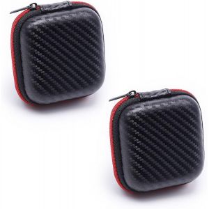 Sac Rangement, 2 pcs Voyage Antichoc Organisateur, Etui pour Disque Dur Externe, Sac de rangement pour casque, Sac Protection Pochette, pour Cl&eacute; USB Chargeur, &eacute;couteur, noir, rouge, 7.5 * 7.5 * 3cm - Neuf