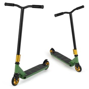 Trottinette Acrobatique 67 X 47,5 X 82,5 Cm 2 Roues En Pu Frein Arri&egrave;re Design Moderne En Aluminium Vert Helloshop26 20_0014582 - Neuf